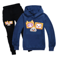 Miniatyrbild 1 av 3: Pojkar Flickor LANKYBOX Hoodies Träningsoveraller Toppar+Joggerbyxor Set V Navy blue 150cm
