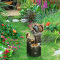 Miniatyrbillede 3 af 5: Solcelled Egern Stakket Vandfaldspringvand Med LED-lys Og Pumpe, Harpiks Egern Have Springvand Statue Til Udendørs Terrasse Have YT 3-18