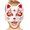 Miniatyrbillede 2 af 5: 30 stk. Kattemaske Hvid Ræv Kattemasker Dyre Halvmaske Klæd Dig Ud Maske Papir Umalet Blankt DIY Halloween Maske til Maskerade Cosplay Fest [L]