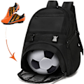 Miniatyrbilde 1 av 5: Fotballsekker for ungdom - Sportsryggsekker for fotball, basketball, amerikansk fotball med ballholder for gutter og jenter - Svart