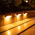 Miniatyrbillede 1 af 5: 4-pak Solcelled Dæklys LED Soltrappe Lys Vandafvisende Hække Lys Udendørs Trapper Trin Hæk Brown Warm light
