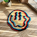 Miniatyrbillede 1 af 4: Trippy Smile Tæppe Smily Face Håndlavet Tæppe Tuftet Smile Tæppe Gave til Ven Tæpper til Soveværelse Geek Gave Hjemmeindretning Tæppe 60x60cm