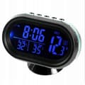 3-i-1 Biltermometer Voltmeter, Klocka [DB]