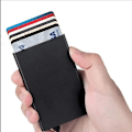 Miniatyrbillede 1 af 4: Sort kortholder med RFID-beskyttelse Sorte aluminiumsrum [DM]