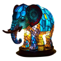 Miniatyrbillede 1 af 5: Dyr Bordlampe Serie Løve Delfin Ulv Glasmosaik Sengelampe Ugle Hest Hane Elefant Til Stue Soveværelse Kontor elephant