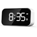 Miniatyrbild 1 av 5: Digital väckarklocka för sovrum, sängbordsklocka med 6 ljusstyrkenivåer, snooze, (vitt utseende + vit text)