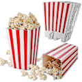 Pikkukuva 1 / 5: 50 kpl Popcorn-laatikot Punainen ja Valkoinen Raidoilla, Pienet Paperiset Makeisraskat, Retro