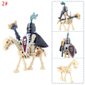 Miniatyrbillede 2 af 4: Halloween Skeletridderfigurer Byggeklodser Soldat Hest Samle Legetøj 1#