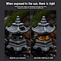 Miniatyrbillede 5 af 5: Solcellelys Udendørs Pagode Havefigur, Solcellefigur Havedekoration, Udendørs Havelygte, Led Havelys Med Simuleret Pagodeudsalg Gray Free Size