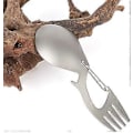 Miniatyrbillede 5 af 5: Rustfrit Stål Gaffel - Titanium Ske - Med Flaskeåbner - SølvCamping Spisegrej - Rustfrit Stål, Titanium