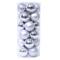 24 stk. Julekulepynt Knusesikker Julekuler Juletrepynt Kulesett - DSW Silver 4cm