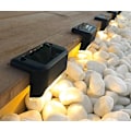 Miniatyrbillede 3 af 5: 4-pak Solcelled Dæklys LED Soltrappe Lys Vandafvisende Hække Lys Udendørs Trapper Trin Hæk Black Warm light