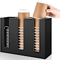 Miniatyrbild 1 av 3: 3-fackig kaffekoppshållare, papperskoppshållare, organiserare för engångskoppar, kaffebartillbehör, papperskoppshållare, kopp (svart)