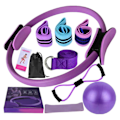 Pikkukuva 1 / 5: Jooga Fitness 11-osainen setti Pilates-välineet ja -tarvikkeet kotitreeneihin, rengas, vastuskuminauhat, pakaranauhat, joogapallo ja venytyshihnat Purple