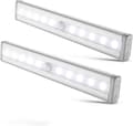 2-pack LED-nattlampor med rörelsesensor, skåpsbelysning, LED-remsa, självhäftande, strömförsörjning via AAA-batterier (ingår ej)