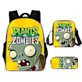 Pikkukuva 5 / 5: Plants Vs. Zombies 3 kpl Set Lasten Reppuja Peli Oheislaite Tyttö Pojat Reppu Koulureput Sarjakuva Kindergarten Rucksack Lahja 5