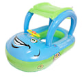 Miniatyrbillede 1 af 4: Baby oppustelig pool float med baldakin, bilformet baby svømme float båd blue