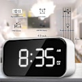 Miniatyrbillede 3 af 5: Digital vækkeur til soveværelser, sengebordsklokken med 6 lysstyrkeniveauer, slumrefunktion, (hvidt udseende + hvid skrift)