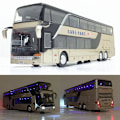 Miniatyrbild 2 av 5: 1:32 Högkvalitativ Legering Dubbeldäckare Buss Ljud Ljus Metall Diecast Drag tillbaka Simulation Lyx Sightseeing Bussfordon Barnleksaker [DmS] Blue2
