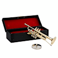 Miniatyrbilde 5 av 5: Miniatyr Trompet i Kobber med Stativ og Etui Mini Musikk Instrument Miniatyr Replika Modell Mini T As Shown