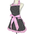 Miniatyrbilde 3 av 4: Kjøkkenforkle Søtt forkle Retro Svart Polka Dot Retro Ruffle Edge Retro Kokeforkle Med Lommer, Dame- Og Jentestil (rosa)