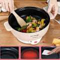 Miniatyrbild 4 av 5: Multifunktionell non-stick elektrisk spis ångkokare kök varm gryta matlagningsverktyg White Double Layer