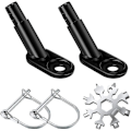 Miniatyrbillede 1 af 4: 2 Sæt Cykeltrailerkobling Stålforbindelse Cykeltrailertræk Adapter Trailertrækmontering Kobling Med Snefnug Multiværktøj 18 I 1BY