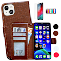 Miniatyrbillede 1 af 10: iPhone 14 - PU Læderpung Etui Svart