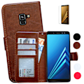 Miniatyrbillede 1 af 10: Samsung Galaxy A8 2018 - Læderetui/pung Svart