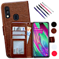 Miniatyrbillede 1 af 10: Samsung Galaxy A40 - PU Læder Pung Etui Svart
