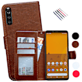 Miniatyrbillede 1 af 10: Sony Xperia 10 II - PU Læder Pung Etui Svart