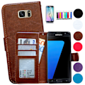 Miniatyrbillede 1 af 10: 3-i-1 læder etui pung Samsung S7 Brun