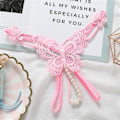 Miniatyrbillede 1 af 5: Kvinders Åbne Skridttrusser til Sex Unerwear Sexy Pearl Tanga Gennemsigtig Butterfly Erotisk Lingeri G-streng Skridtløs Briefs Pink One Size