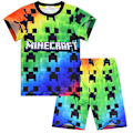 Pikkukuva 1 / 5: Minecraft Lasten Pojat T-paita Topit Shortsit Pyjamasetti Yöasu Kesä Lyhythihainen Asuste 9-10 Years