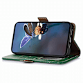 Miniatyrbild 3 av 5: Mobilfodral för Samsung Galaxy A26 5G med RFID-blockering, texturerat äkta ko-läder Multicolor Green