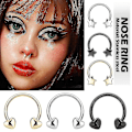 Miniatyrbillede 2 af 4: Rustfrit stål ringe til septum, næse, hjerte, stjerne, stud, øreringe, loop piercinger WHBYV Star Silver