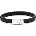 Miniatyrbillede 1 af 5: Herrearmbånd i læder med initialbogstav, gaver til mænd, far, ham, kæreste, flettet læderarmbånd