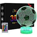Miniatyrbillede 1 af 5: Xceedez Fodbold 3d Natlampe Til Drenge, 3d Optisk Illusionslampe, Dæmpbar 3d Natlampe Med 16 Farveændringer Og Fjernbetjening, Fødselsdag Og Chr