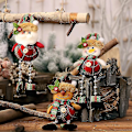 Miniatyrbilde 5 av 5: 10 stk Julerutete Stoffperler Beinanheng Julerutevindudekorasjon Tegneserie Små Dukkepynt Snowman