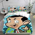 Miniatyrbild 1 av 5: v48 Sängkläder Mr. Bean Animerad Serie Sängkläder Set Täcke Filt Sängöverkast Påslakan Örngott Set Sovrum Hemtextil 3-Delars Sängklädesset 240x260cm 94x102in