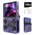 R36S Retro Handheld Game Console, Open Source Linux System, 128G TF Card, 30000+ Classic Games, 3.5 Inch IPS Screen, 3500mAh Battery Purple, 128GB