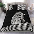 Miniatyrbilde 1 av 4: v5662 Sengetøy Zebra Svart Hvit Fargestriper Dynetrekksett Sengetøy Putetrekk Sengetøy IU5662 240x260cm 94x102in