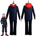 Miniatyrbillede 1 af 5: Blå Jujutsu Kaisen Yuji Itadori Cosplay Kostume Uniform Halloween Dragt M