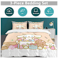 Miniatyrbild 5 av 5: v1458 Cinnamoroll Täcke Set Tjockt Mjukt 3 Delars Sängklädesset Året Runt Täcke med 2 Örngott för Vuxna Kvinnor Flickor Tonåringar Hem Rum Inredning io 135x200cm 53x78in