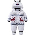 Miniatyrbild 1 av 4: Baby Flickor Pojkar Romper Nyfödd Tjock Snödräkt Höst Vinter Spädbarn Overall Outfit 6 Månader Vin 66 White