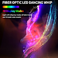 Miniatyrbillede 6 af 6: Fiberoptisk pisk, dansflowpixelpisk superlysende lysende rave-legetøj 40 farveeffekttilstande 360° roterbar til dans, fest, lysshow, EDM-musik