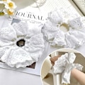 Miniatyrbild 5 av 6: 2 st vita spets scrunchies stora hårscrunchies för kvinnor, elastiska stora scrunchies, överdimensionerade mjuka slipsar rep hårsnoddar scrunchie