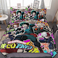 Pikkukuva 1 / 5: c24 My Hero Academia Peittosetti 3-osainen vuodevaatesetti Pehmeä lämmin ja mukava pehmeä sänkysetti, jossa 1 pussilakana ja 2 tyynyliinaa makuuhuoneeseen Kaikki S 135x200cm 53x78in