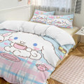 Miniatyrbild 1 av 5: v1451 Cinnamoroll Täcke Set Tjockt Mjukt 3 Delars Sängklädesset Året Runt Täcke med 2 Örngott för Vuxna Kvinnor Flickor Tonåringar Hem Rum Inredning io 135x200cm 53x78in