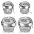 Miniatyrbillede 1 af 5: 4 stk. Tekugle i rustfrit stål, 2 størrelser ekstra fintmasket teinfuser med forlænget kæde H Silver